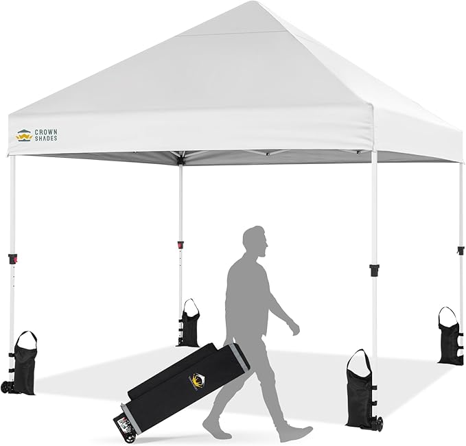 CROWN SHADES 8x8 Pop Up Canopy Tent,Commercial Canopy Tent Heavy Duty with 4" Wheels,4 Upgraded