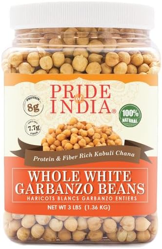 Pride Of India - PACK of 6 - Indian Whole White Garbanzo Beans 10mm - Protein & Fiber Rich Kabuli