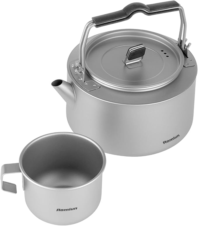 Camping Kettle Titanium Camp Tea Coffee Pot Portable Lightweight Tea Kettle Teapot Fast Heating