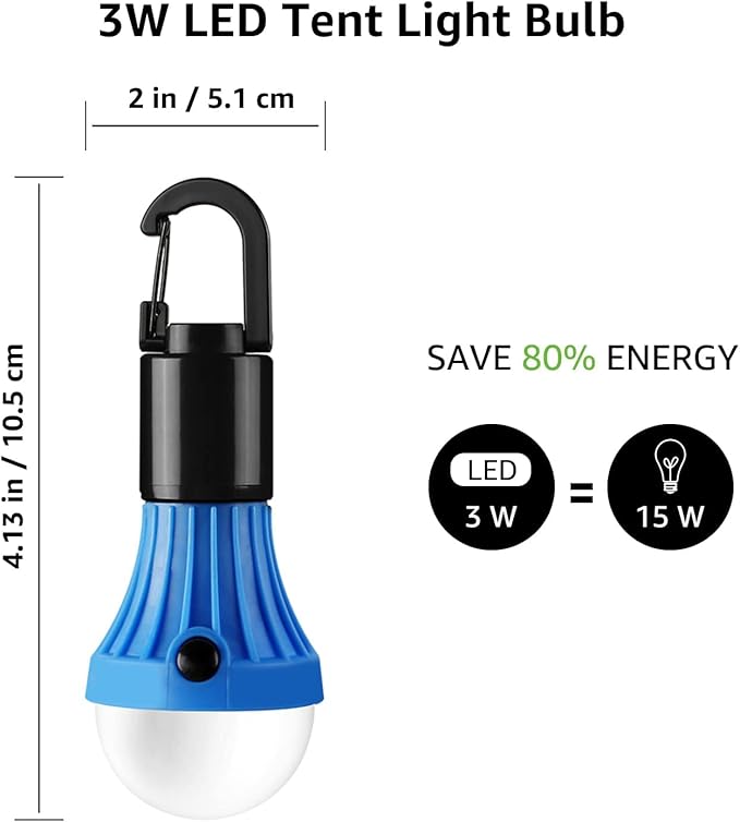 Lepro LED Camping Lantern, Camping Essentials, 3 Lighting Modes, Hanging Tent Light Bulbs with Clip