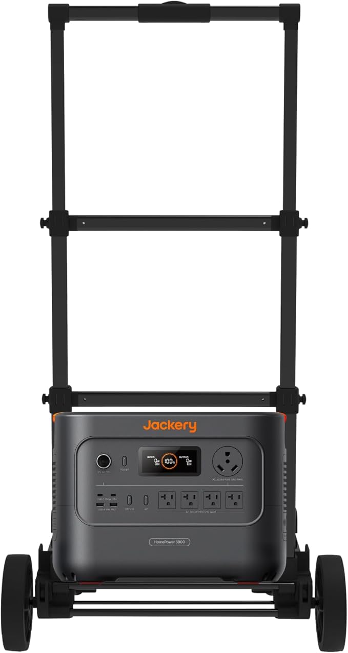 Jackery HomePower 3000 Portable Power Station with Hand Truck, 3600W (Surge 7200W) Output, 3072Wh