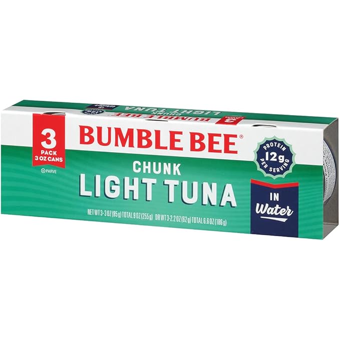 Bumble Bee Chunk Light Tuna In Water, 3 oz Cans (8 Packs of 3, 24 Cans Total) - Wild Caught