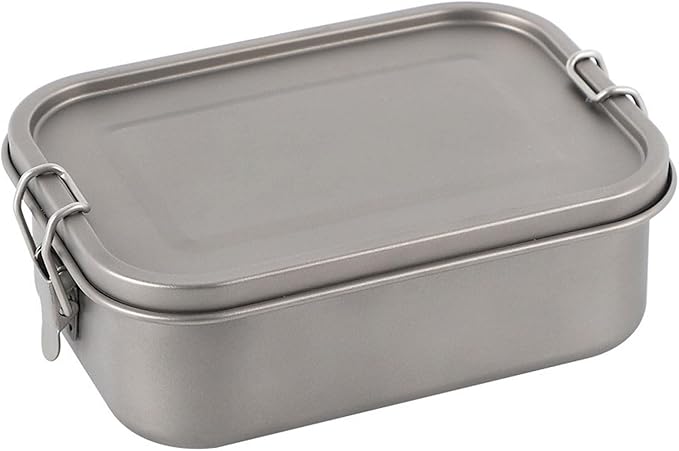 800ml Titanium Lunch Box with Leak-Proof Lid Camping Cookware Lightweight Outdoor Cooking Pan for