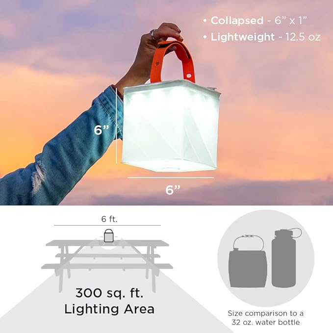 LuminAID 2-in-1 Solar Camping Lantern and Phone Charger - Inflatable LED Lamp for Camping, Hiking