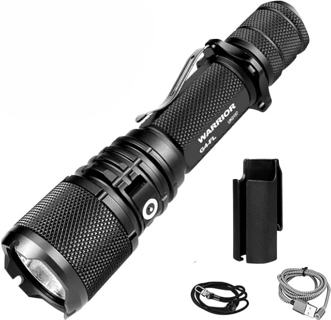 Powertac Warrior G4-FL 4200 Lumen (Wide Beam) Tactical Handheld Flashlight High Lumen, Waterproof