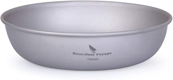 iBasingo Titanium Pan Dish Plate with Carry Mesh Bag Ultralight for Outdoor Camping Tableware