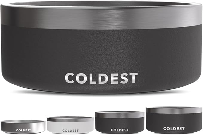 Coldest Dog Bowl - Anti Rust Metal, Non Slip, 3 Layers Insulated Stainless Steel Dog Bowls - Spill