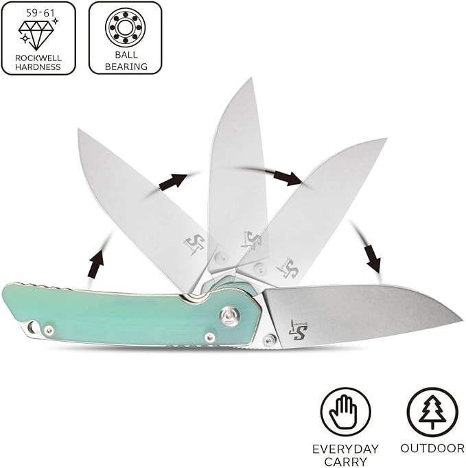 Sitivien ST128 Folding Knife,D2 Blade G10 Handle Safety Liner Lock EDC Tool Knife for Outdoor