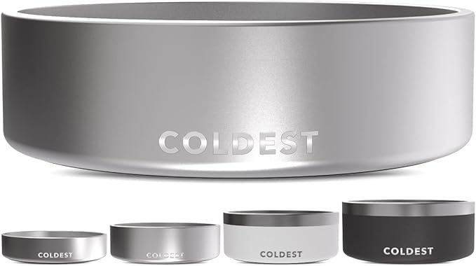 Coldest Dog Bowl - Anti Rust Metal, Non Slip, 3 Layers Insulated Stainless Steel Dog Bowls - Spill