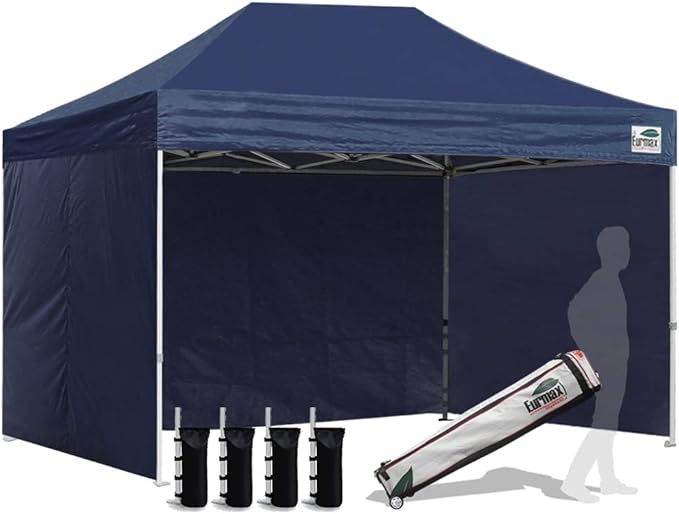 Eurmax USA 8'x12' Pop-up Canopy Tent Commercial Instant Canopies with 4 Removable Zipper End Side