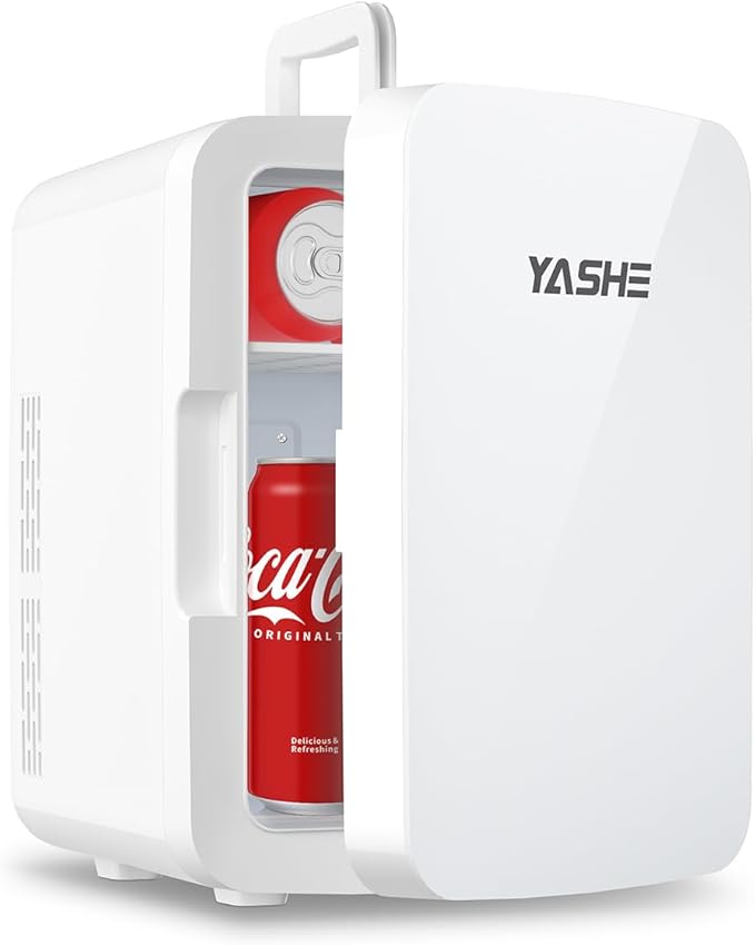 Mini Fridge, 10 Liter/12 Cans Skincare Fridge for Bedroom, 110V AC/ 12V DC Thermoelectric Cooler
