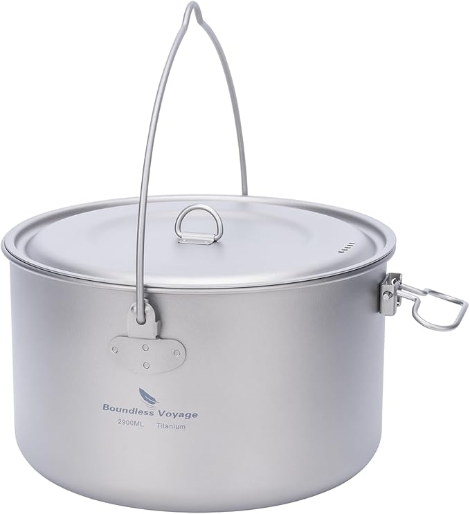 Boundless Voyage Titanium Hanging Pot for Outdoor Camping Backpacking Hiking Ultralight Portable