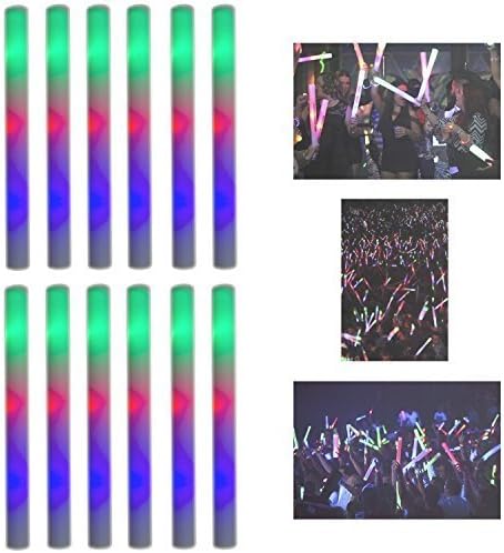 Super Z Outlet Upgraded Light up Foam Sticks, 3 Modes Colorful Flashing LED Strobe Stick for Party
