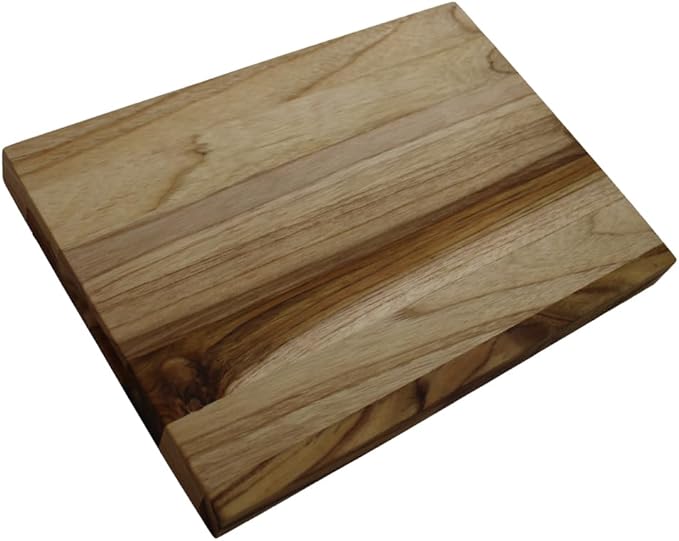 EcoDecors, Teak Cutting Board 14"x10", Reversible Teak Wood Edge Grain Carving Board with Juice