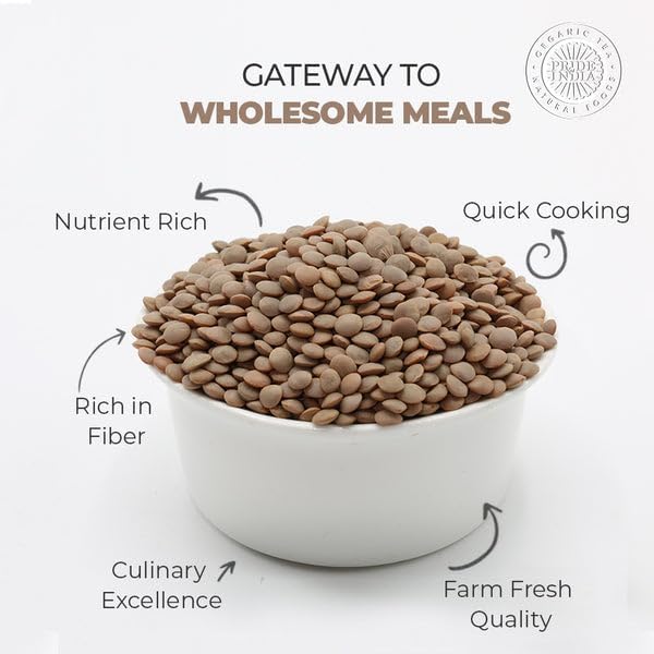 Pride Of India - PACK of 6 - Indian Whole Brown Crimson Masur Lentils - Protein & Fiber Rich Masoor