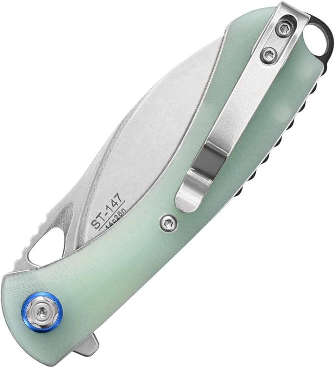 Sitivien ST147 Folding Pocket Knife,14C28N Steel Blade with G10 Handle Utility Knife EDC Tool Knife