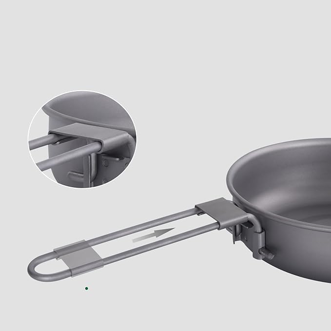 Boundless Voyage Ultra-light Titanium Frying Pan with Folding Handle Outdoor Camping Skillet