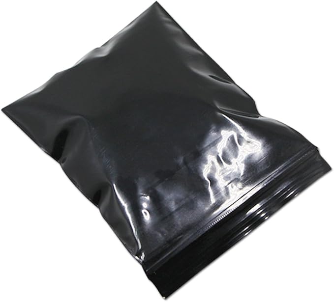 PABCK 100 Pieces Black Reclosable Zip Bags 5.1mil Thickness Poly Plastic Packaging Resealable