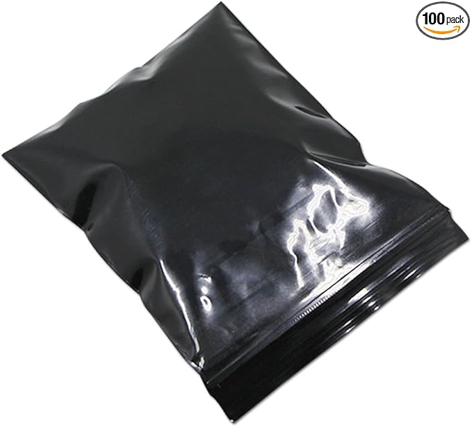 PABCK 100 Pieces Black Reclosable Zip Bags 5.1mil Thickness Poly Plastic Packaging Resealable