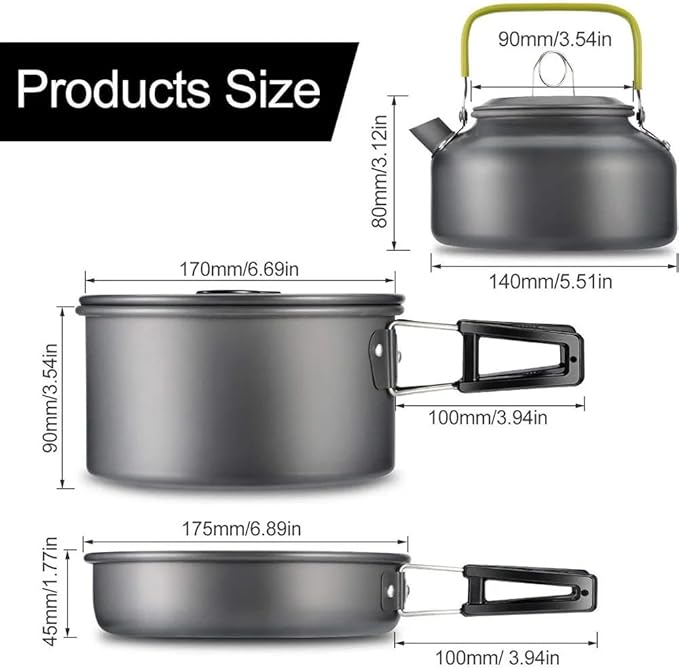 Camping Cookware Set Aluminum Nonstick Portable Outdoor Tableware Kettle Pot Cookset Cooking Pan