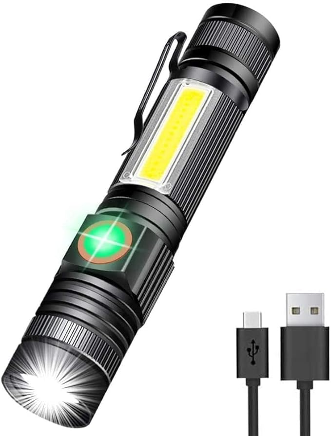 Hoxida Rechargeable Flashlight(Battery Included), Magnetic LED Flashlight with COB sidelight, 1200