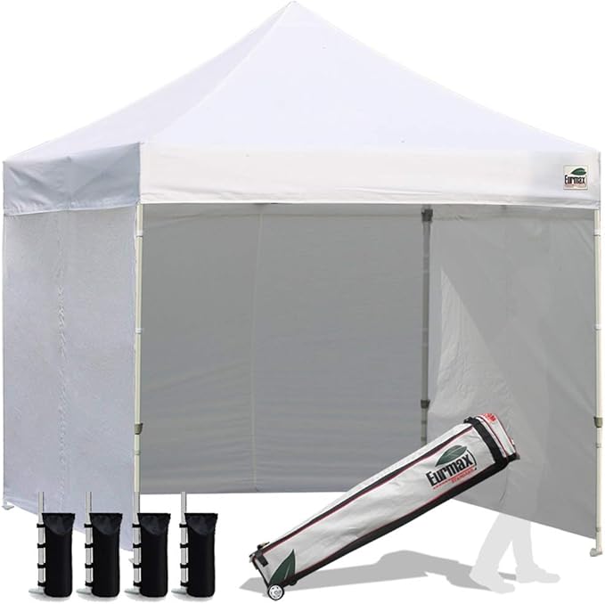 Eurmax USA 8'x8' Pop-up Canopy Tent Commercial Instant Canopies with 4 Removable Zipper End Side
