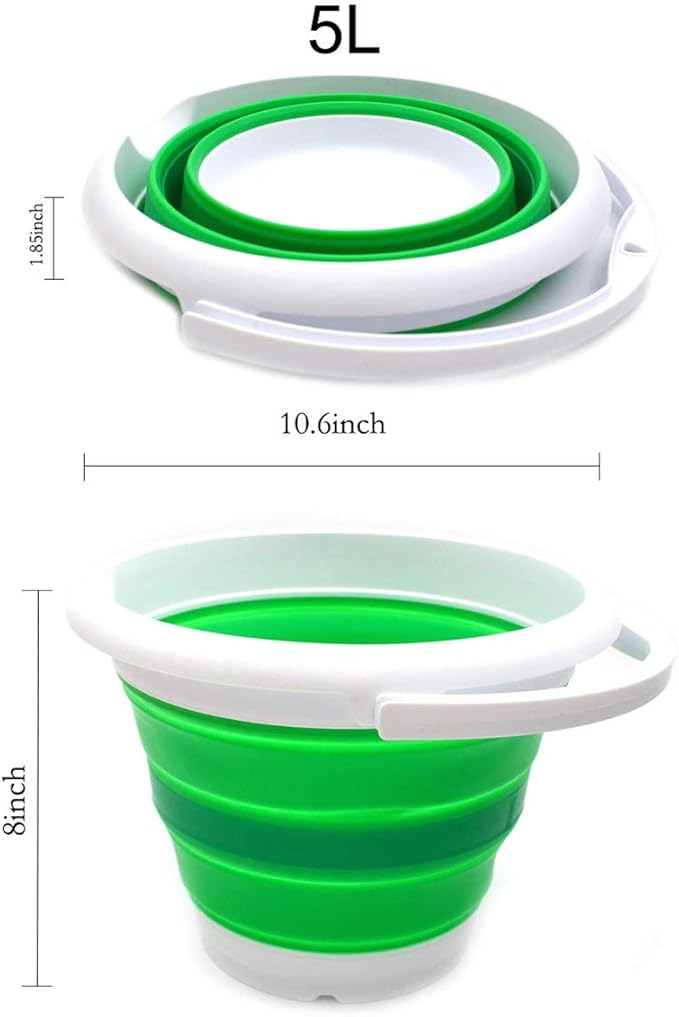 SAMMART 5L / 1.32 Gallon Collapsible Plastic Bucket - Foldable Round Tub - Portable Fishing Water