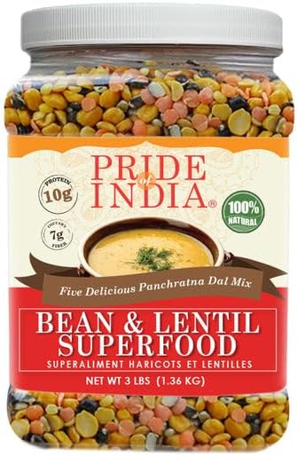 Pride Of India - PACK of 6 - Indian Bean & Lentil Superfood 5 Delicious Panchratna Dal Mix, 3 lbs