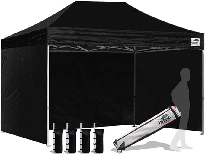 Eurmax USA 8'x12' Pop-up Canopy Tent Commercial Instant Canopies with 4 Removable Zipper End Side