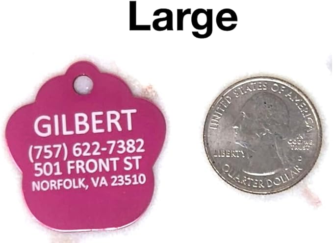 Dr. Fremont's Custom Pet Tag | Large, Paw | Many Colors & Shapes | Strong Anodized Aluminum | Made