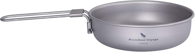 Boundless Voyage Titanium Frying Pan with Folding Handle Ultra-light for Camping Picnic Skillet
