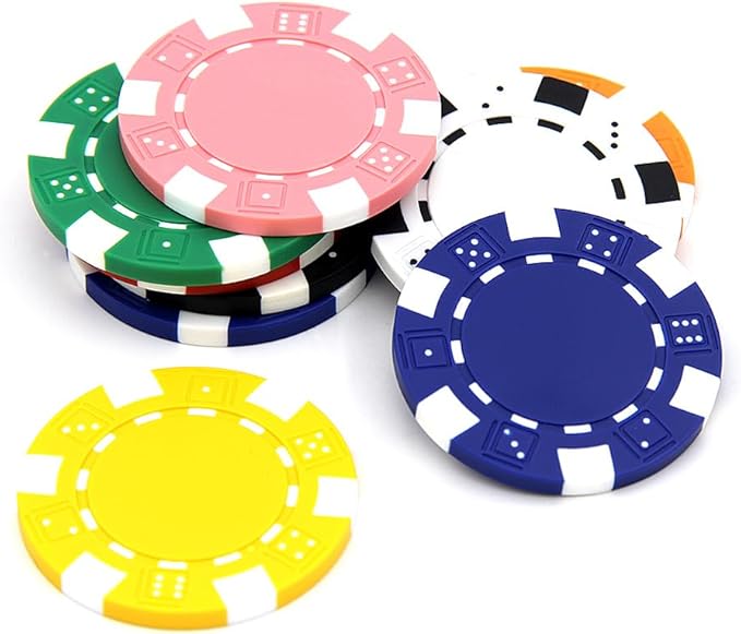 100 Custom Dice Striped Poker Chips, Print Your Text, Logo or Design, Casino Sized Chips for Texas