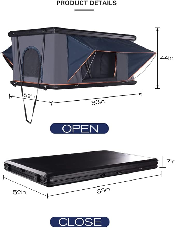 Premium Hard Shell Rooftop Tent for Camping SUVs - Waterproof, Spacious Truck Tent