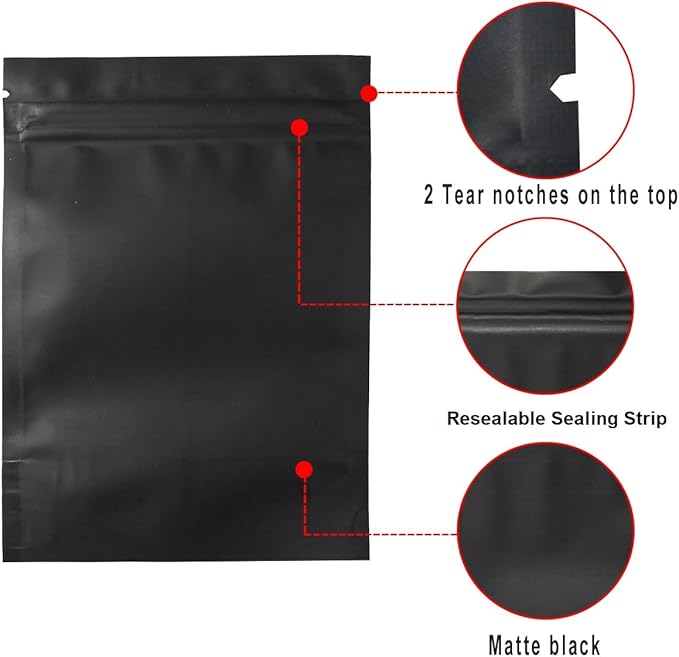 STUs 100 Pack Smell Proof Stand-Up Bags 4 x 6 Inch Resealable Mylar Bags Foil Pouch Double-Sided