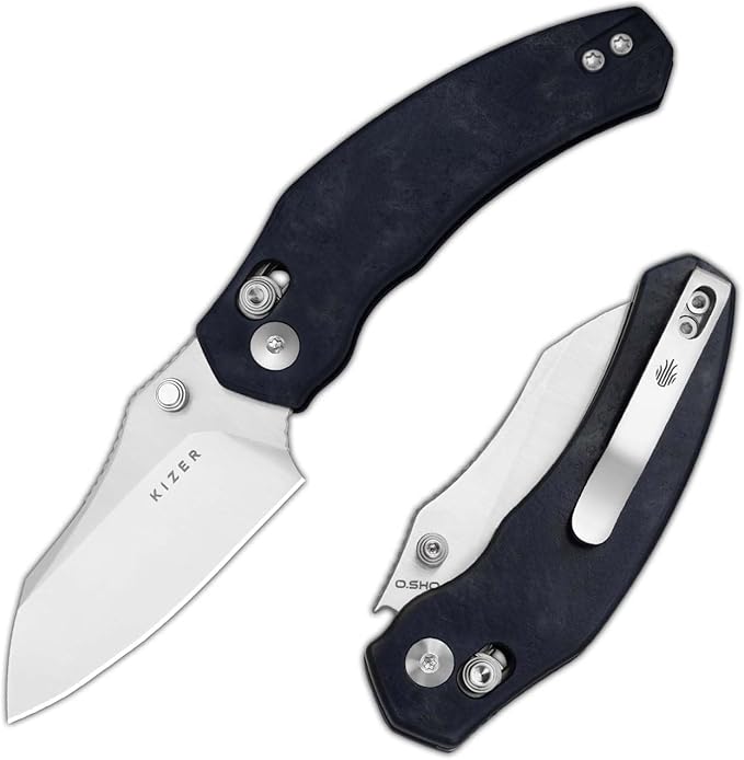 Kizer Mini Bulldog Pocket Knife, 2.5??Nitro V Sheepsfoot Blade Folding Knife, Richlite Handle