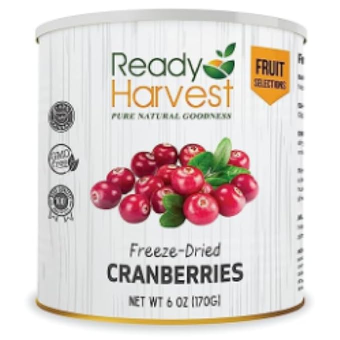 Ready Harvest Dehydrated Food - Cranberries | Dried Fruit | Emergency Snacks | #10 Can | 25-Year