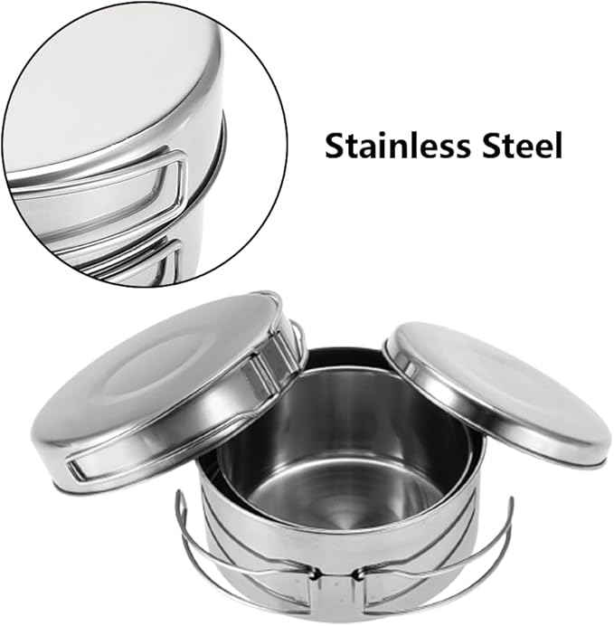 Camping Cookware Mess Kit, Backpacking Cooking Set Lightweight Stackable Pots and Pans Set Portable