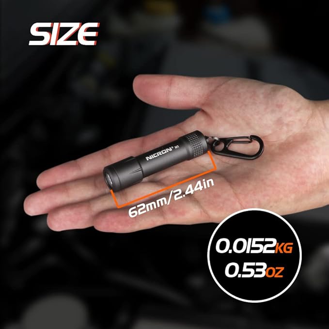 NICRON EDC Keychain Flashlight N1 Mini LED Light with AAA Battery, Portable Mini Light IPX7