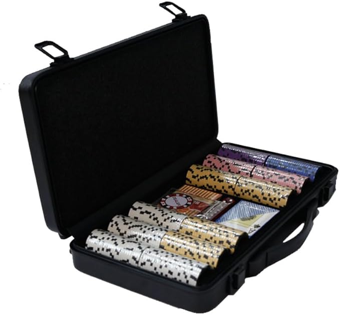 THUNDERBAY 13.5 Gram 300 Clay Composite Poker Chips Set with Aluminum Case, Two Decks of Playing