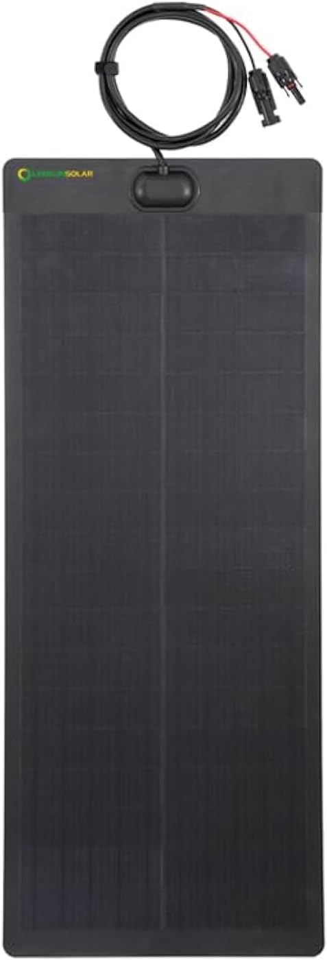 LensunSolar 50W Full Black Flexible Solar Panel, 34x14in, Waterproof Lightweight with Highest