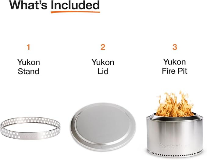 Solo Stove Yukon Essential Bundle | Portable Smokeless Fire Pit Stainless Steel for Wood Burning