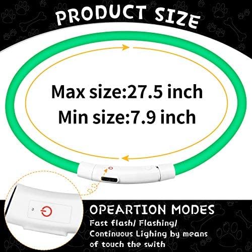 Weewooday 3 Pcs Dog Collar LED USB Rechargeable Lights Dog Necklace Collars Doggy Lights for Night