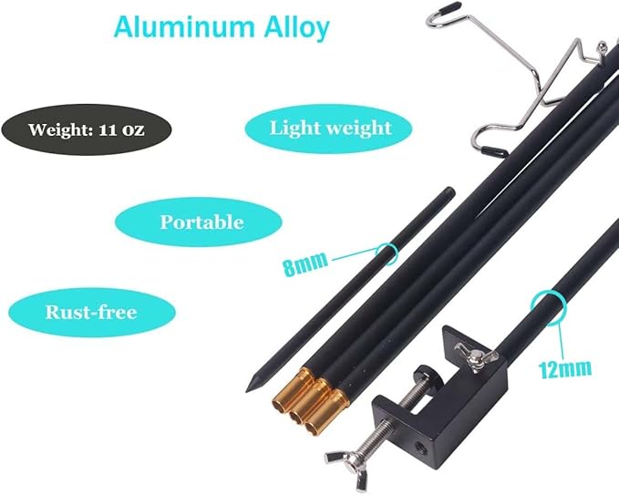 HIKEMAN Folding Lantern Stand Pole Portable Lamp Stand Hook Collapasible Light Stand Holder for