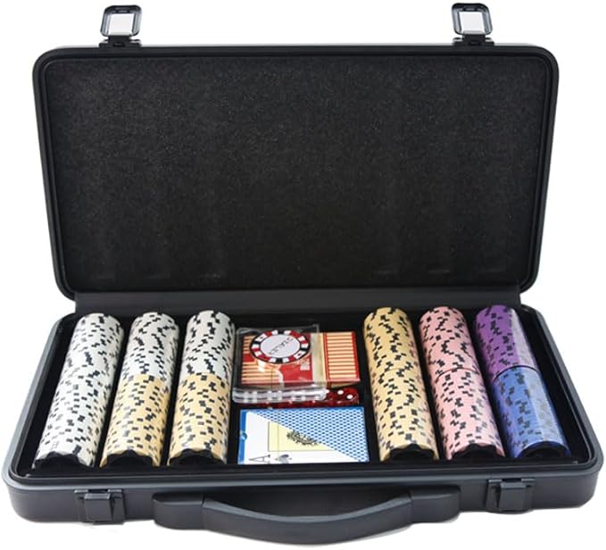 THUNDERBAY 13.5 Gram 300 Clay Composite Poker Chips Set with Aluminum Case, Two Decks of Playing