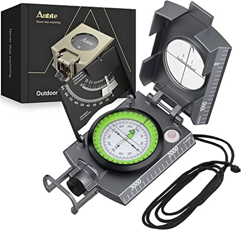 Compass Hiking Survival, IP65 Waterproof Metal Compass with Sighting Clinometer and Carry Bag