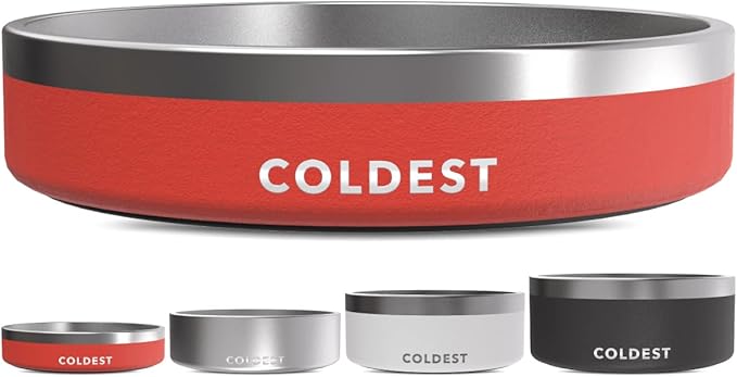 Coldest Dog Bowl - Anti Rust Metal, Non Slip, 3 Layers Insulated Stainless Steel Dog Bowls - Spill