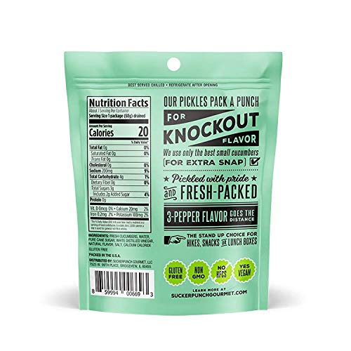 SuckerPunch Three Pepper Pickle Chips, Snack Pack, Gluten Free, Kosher, Sugar Free, Low Calorie