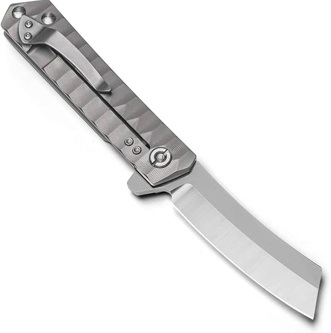 Titanium Custom Pocket Folding Knife Razor Blade Ball Bearing System with TC4 Titanium Lightweight