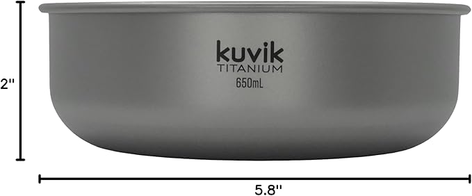 Kuvik Titanium Bowl 650ml (22 oz) - Ultralight and Compact Bowl for Backpacking, Camping, and