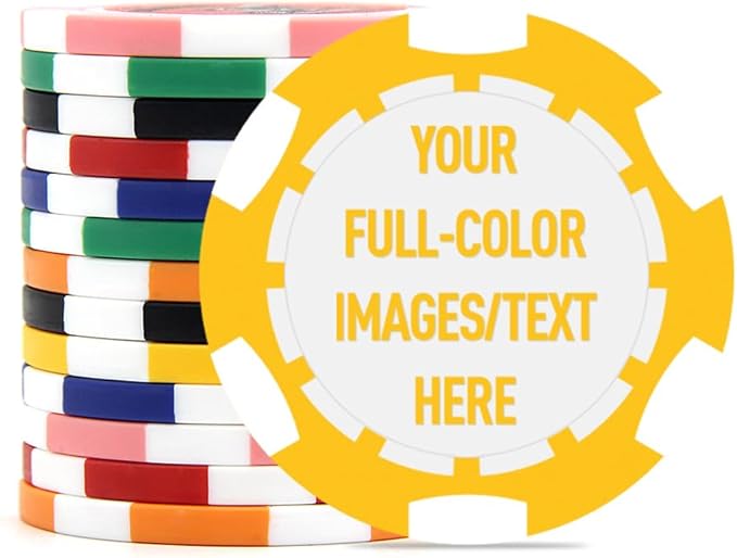 40mm Custom Poker Chips with Your Text,Logo or Design for Weddings, Anniversaries, Parties